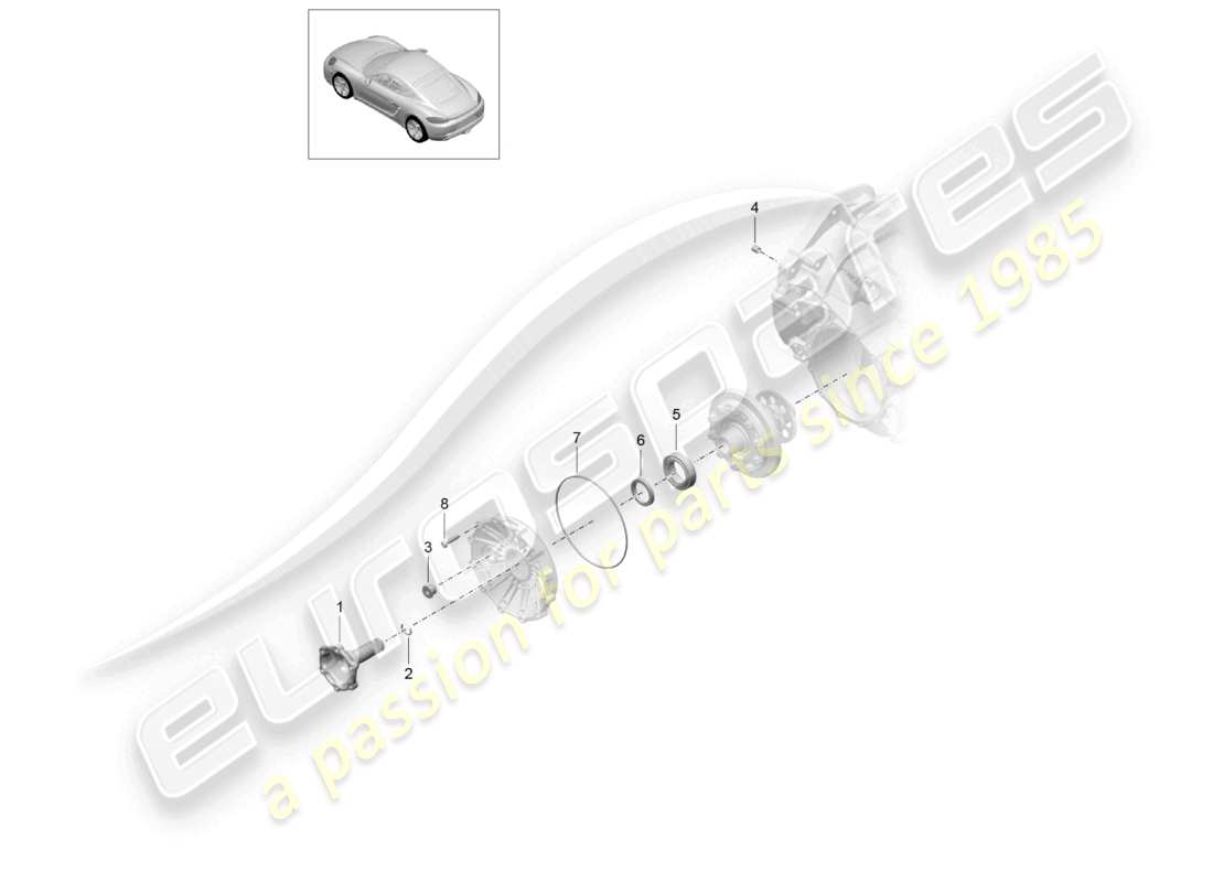porsche 2021 (718 cayman) boîte de vitesses manuelle pièces détachées différentiel à glissement limité bride d'entraînement schéma des pièces