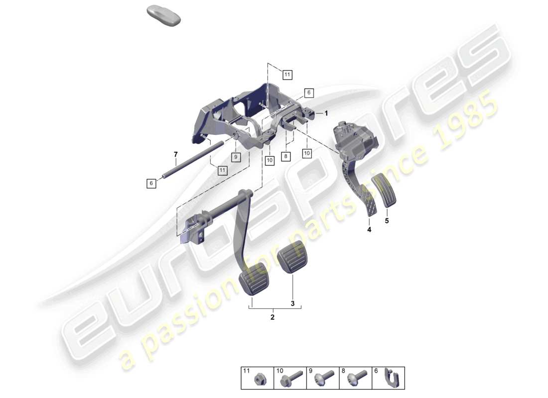 porsche 2025 (cayenne e3 pa) freinage et accélération. levier mech. diagramme de pièce