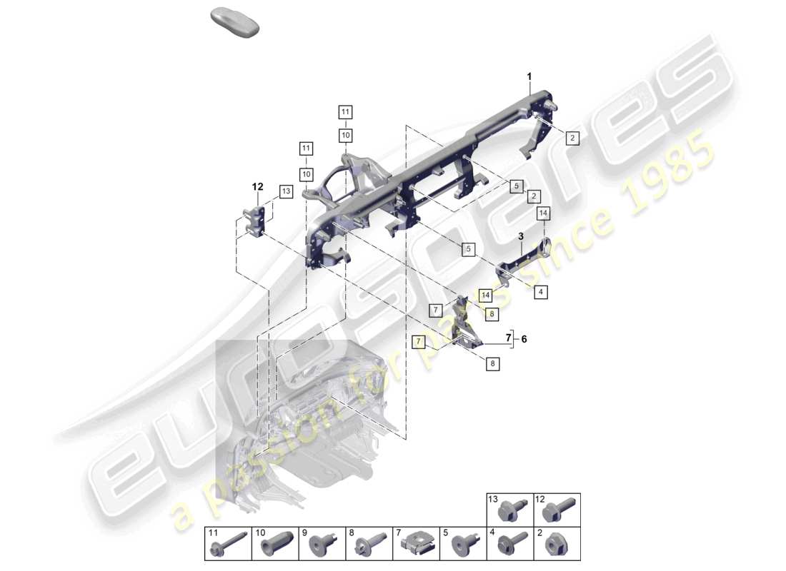 porsche 2026 (panamera 976) support de tableau de bord schéma des pièces