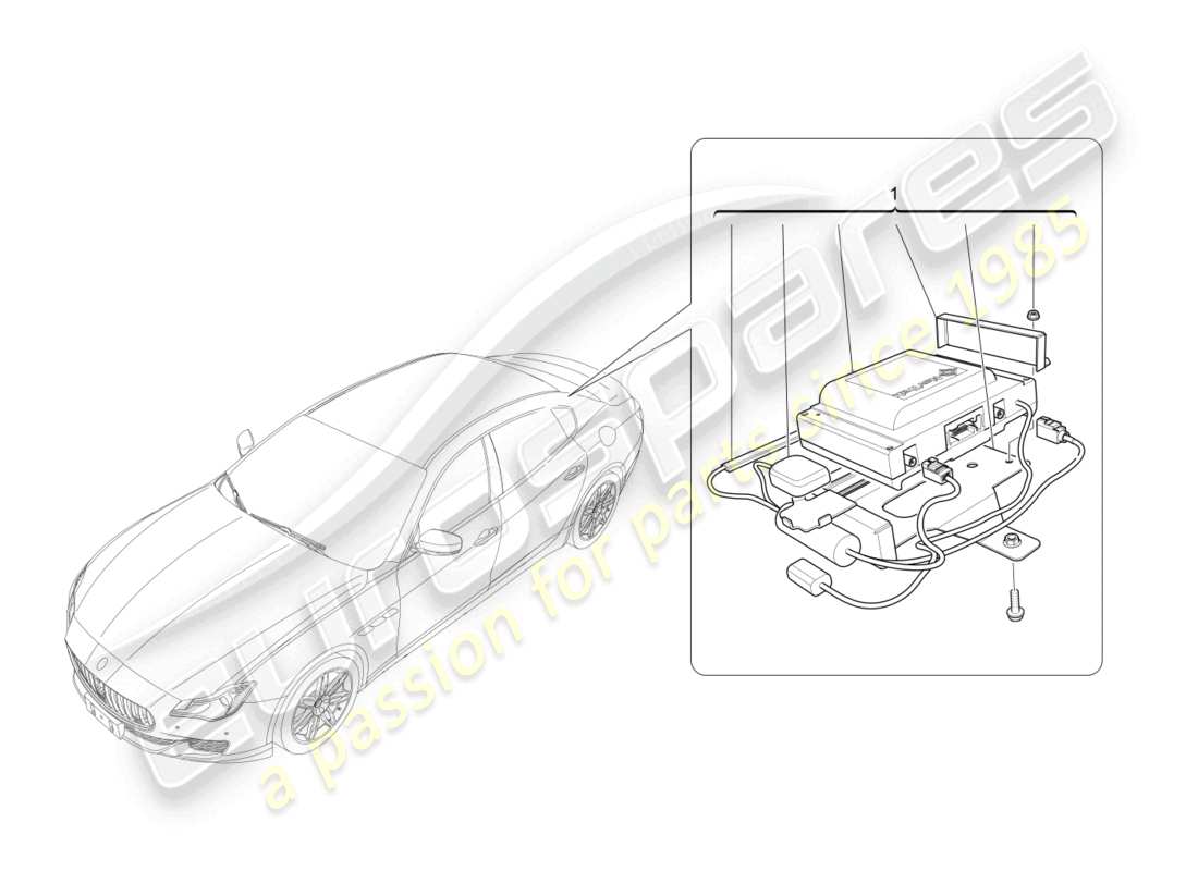 maserati quattroporte (2018) schéma des pièces du système d'alarme et d'immobilisation