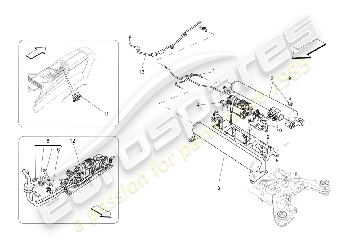 maserati levante gts (2020) système de suspension pneumatique schéma des pièces