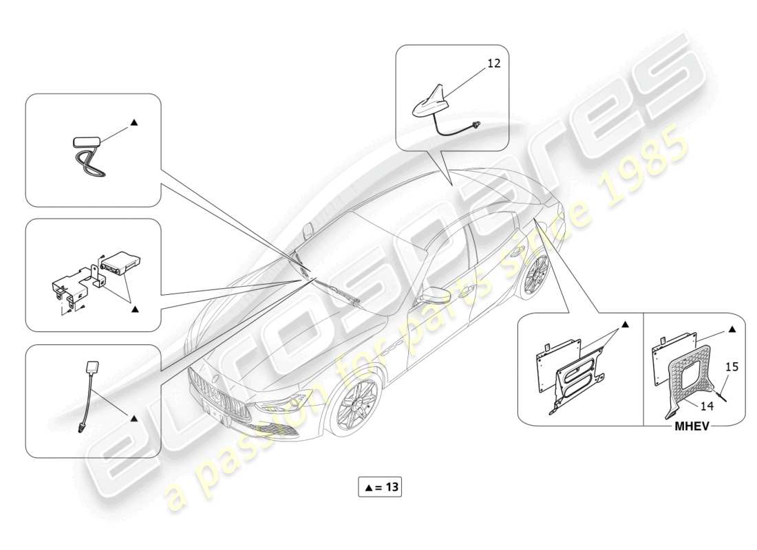 maserati ghibli fragment (2022) schéma des pièces du système de réception et de connexion