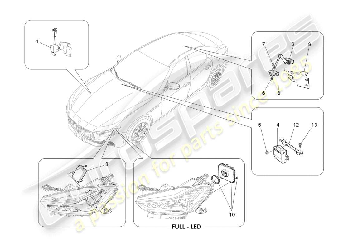 maserati ghibli fragment (2022) contrôle du système d'éclairage schéma des pièces