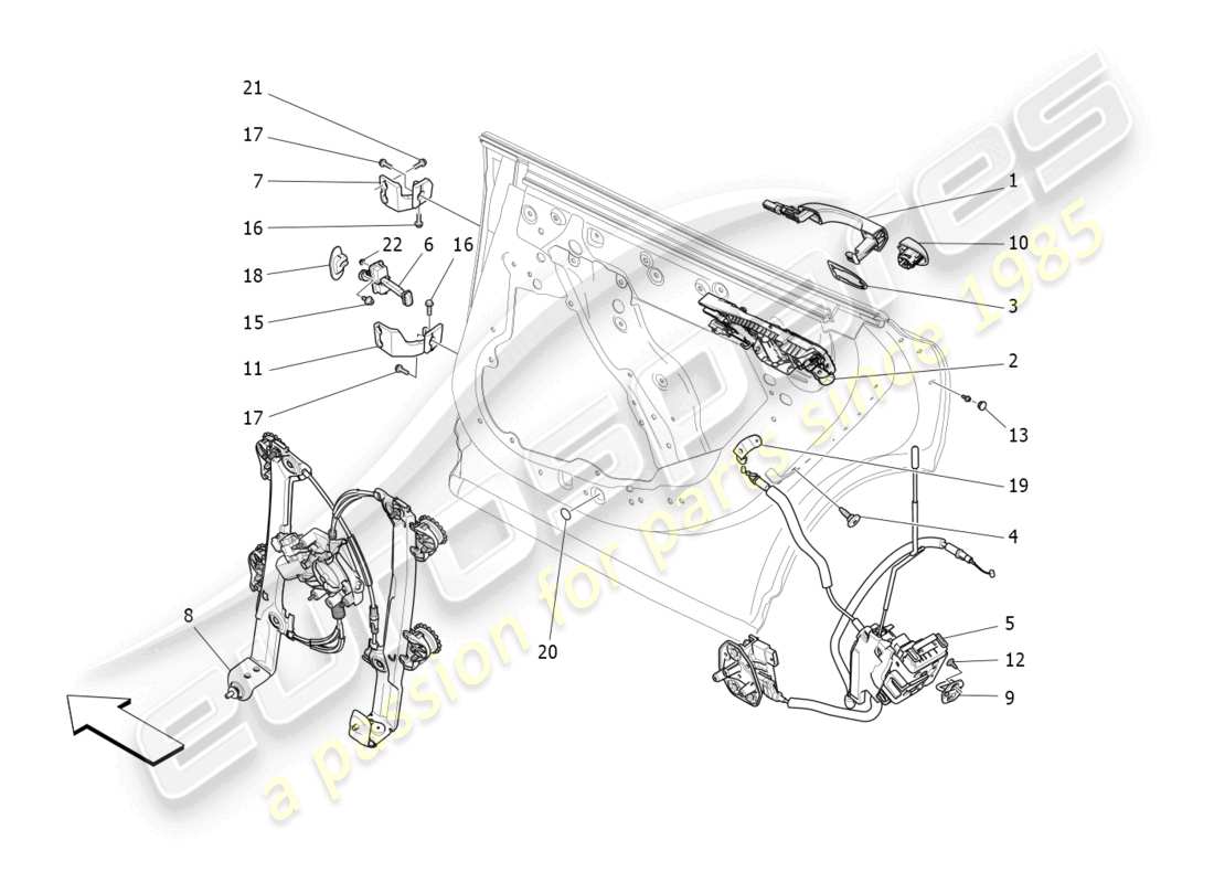 maserati levante modena s (2022) portes arrière : mécanismes schéma des pièces
