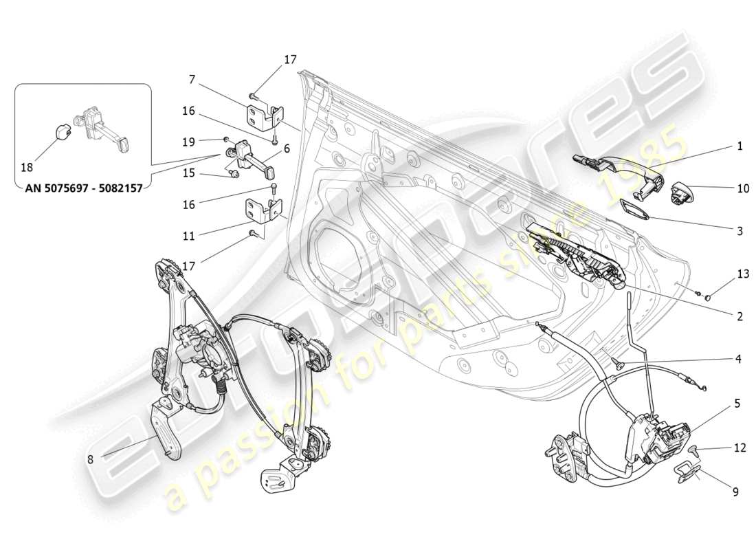 maserati ghibli fragment (2022) portes arrière : mécanismes schéma des pièces