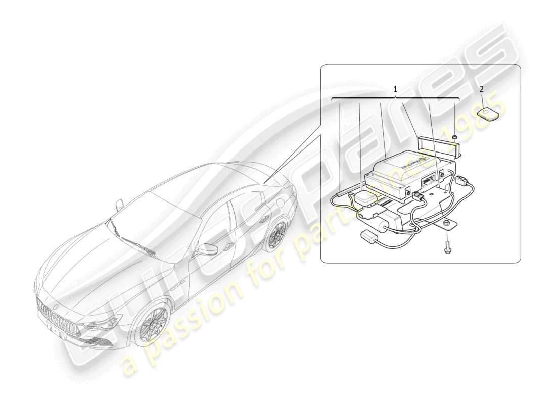 maserati ghibli (2018) schéma des pièces du système d'alarme et d'immobilisation