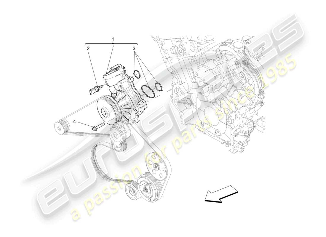 maserati ghibli (2018) système de refroidissement : diagramme de pièces de la pompe à eau