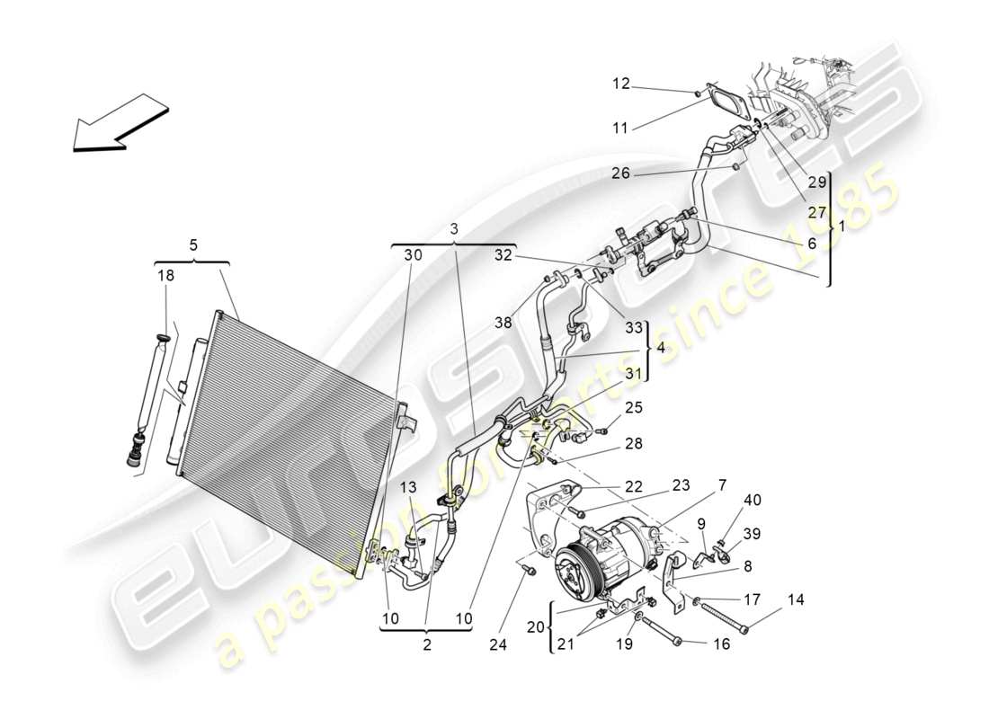 maserati ghibli fragment (2022) unité de climatisation : dispositifs du compartiment moteur schéma des pièces