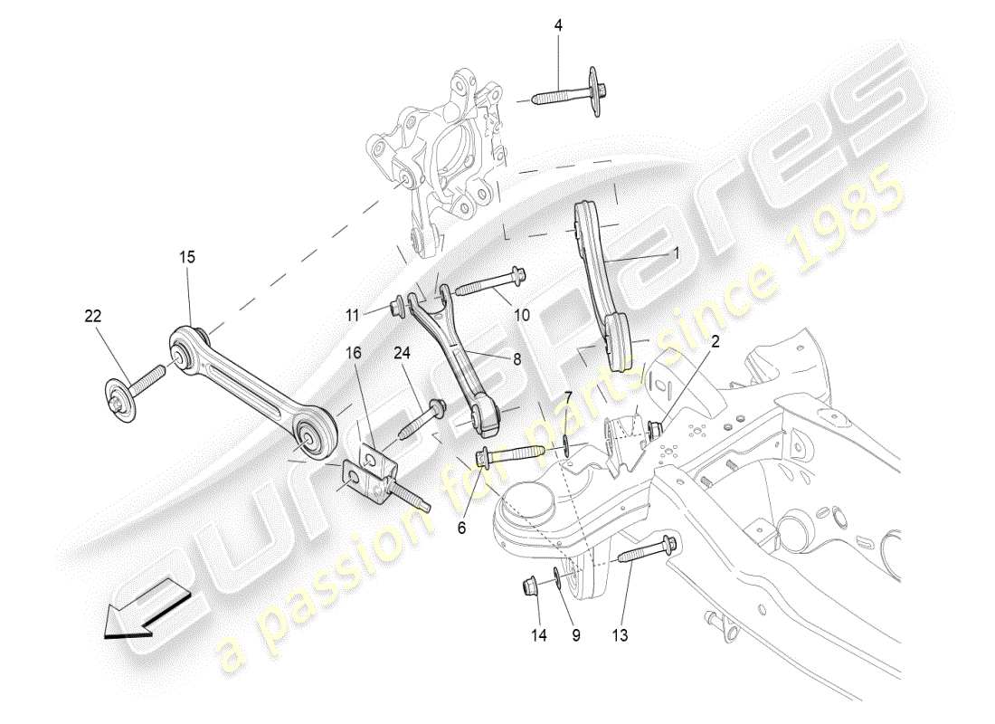 maserati ghibli (2019) schéma des pièces de la suspension arrière