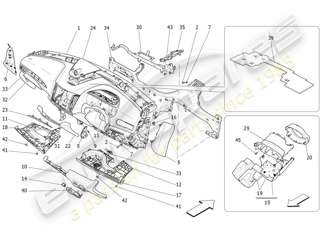 maserati levante tributo (2021) unité de tableau de bord schéma des pièces