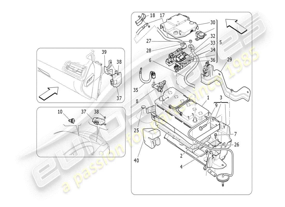 maserati ghibli (2021) diagramme des pièces de production et d'accumulation d'énergie
