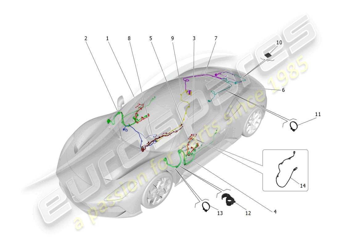 maserati mc20 (2023) câblage principal schéma des pièces
