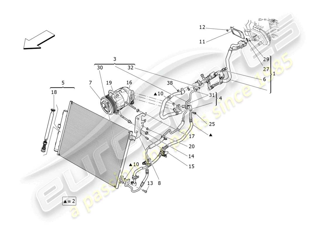 maserati ghibli fragment (2022) unité de climatisation : dispositifs du compartiment moteur schéma des pièces