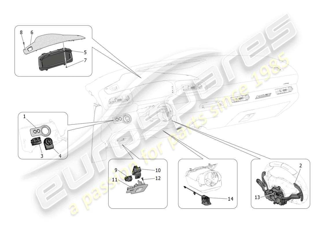 maserati mc20 (2023) appareils de tableau de bord schéma des pièces