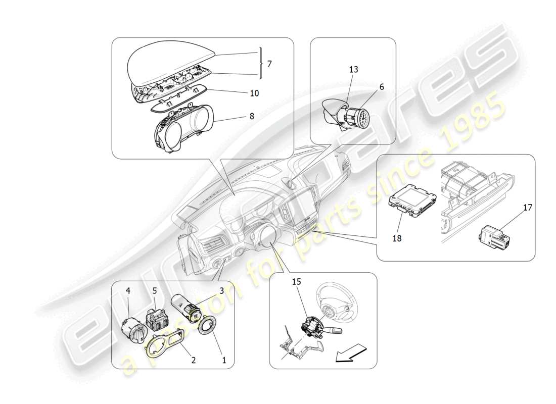 maserati ghibli fragment (2022) appareils de tableau de bord schéma des pièces