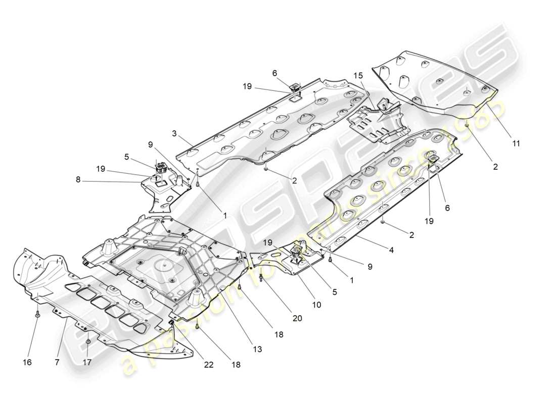 maserati ghibli fragment (2022) schéma des pièces du soubassement et des protections de soubassement