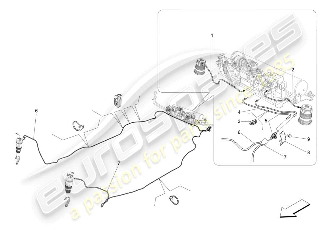 maserati levante (2020) système de suspension pneumatique schéma des pièces
