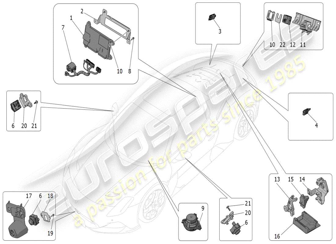 maserati mc20 (2024) diagramme des pièces du système informatique