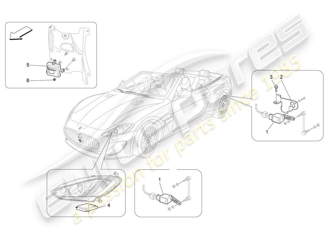 maserati grancabrio mc (2013) schéma des pièces de commande du système d'éclairage
