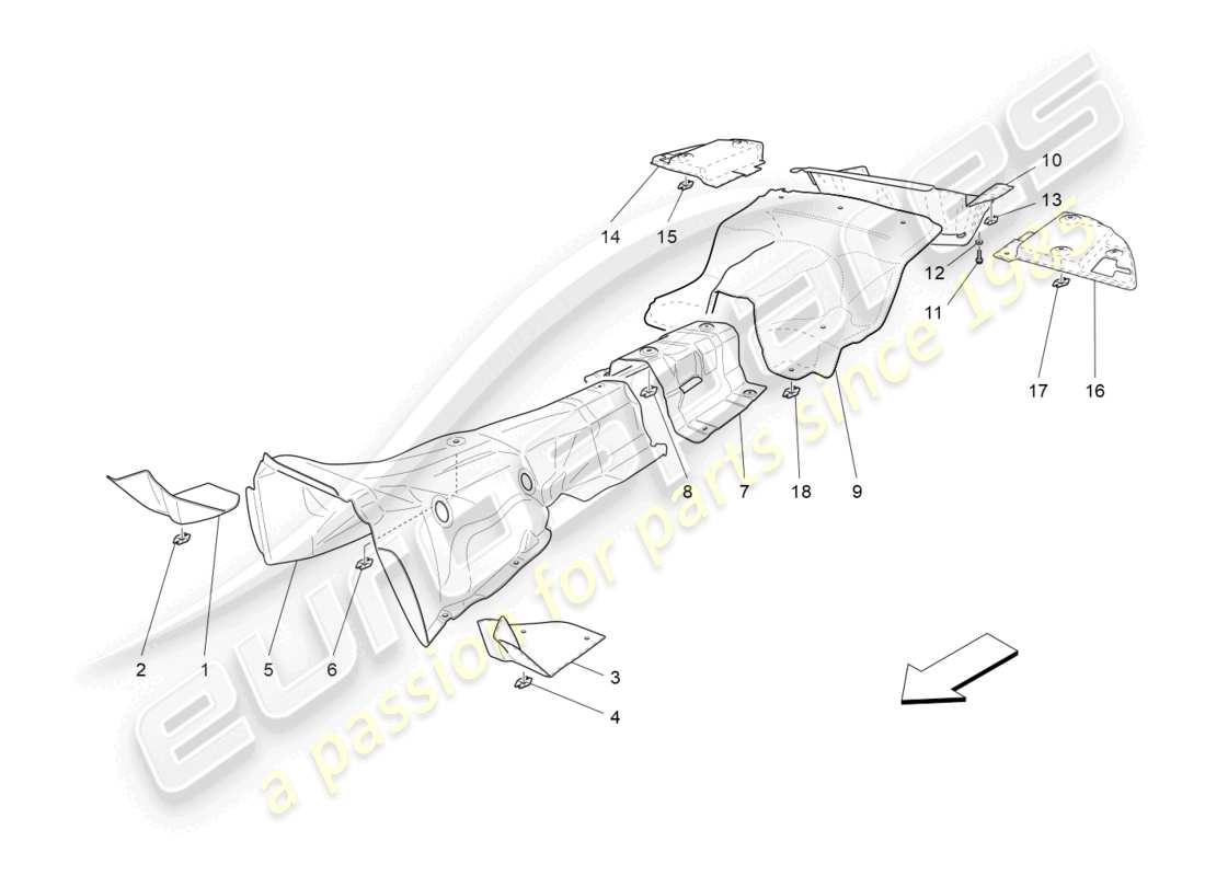 maserati grancabrio mc (2013) panneaux d'isolation thermique schéma des pièces