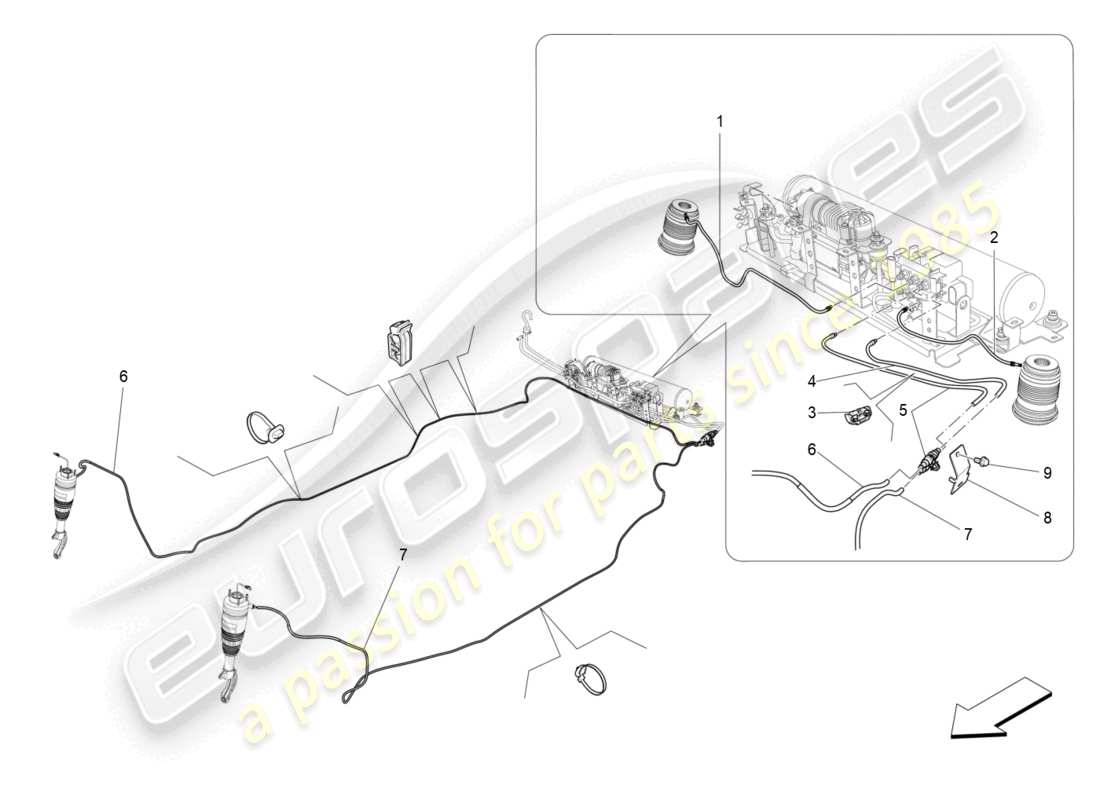 maserati levante zenga (2020) système de suspension pneumatique schéma des pièces