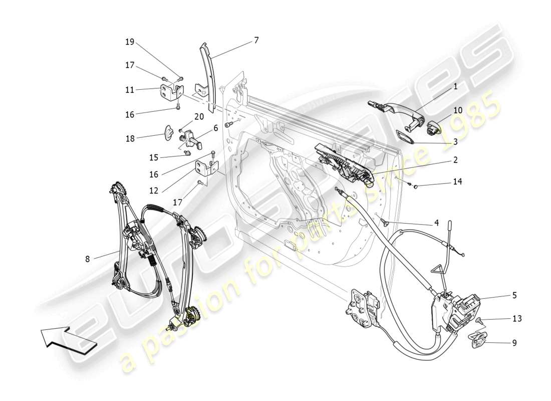 maserati levante modena s (2022) portes d'entrée : mécanismes schéma des pièces