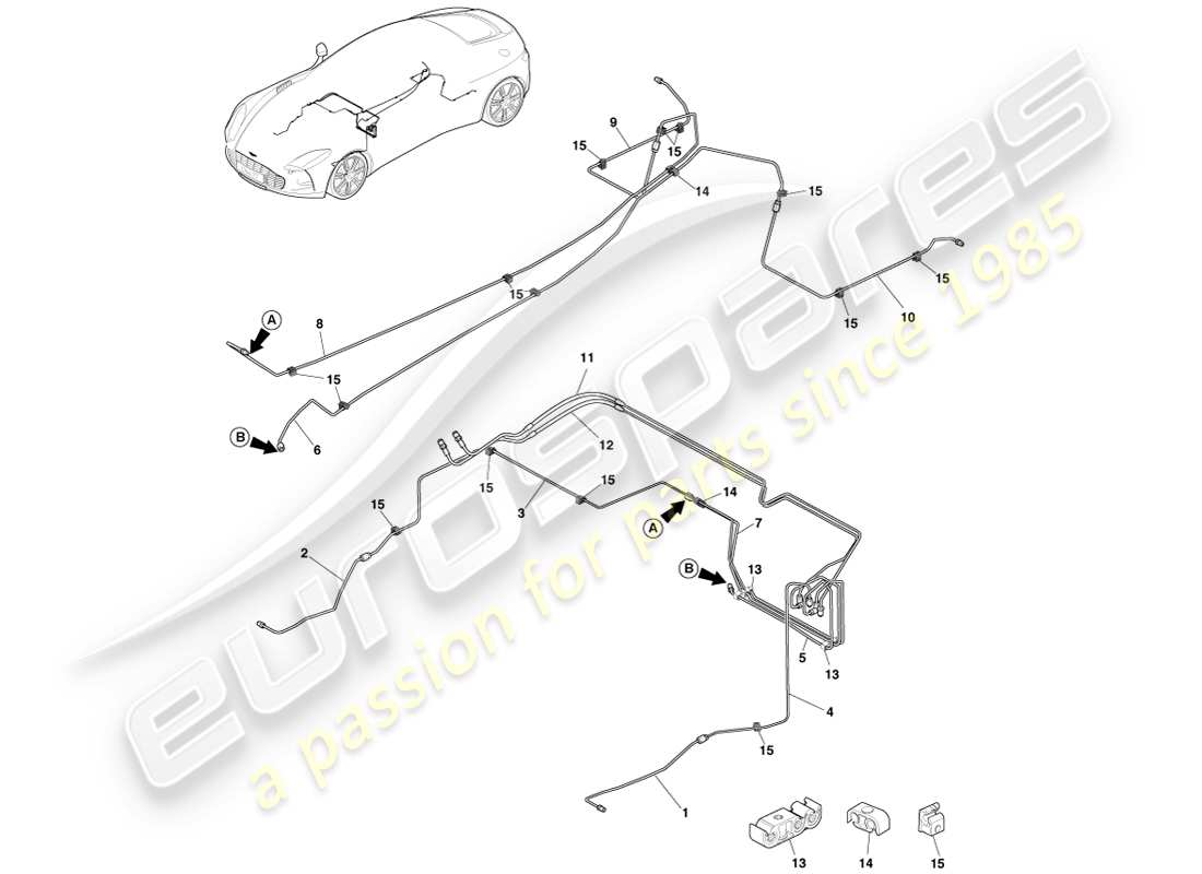 aston martin one-77 (2011) conduites et flexibles de frein, diagramme de pièces rhd