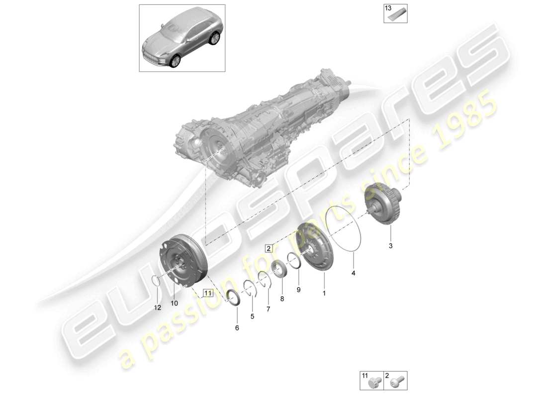 porsche 2021 (macan) volant d'inertie d'accouplement schéma des pièces