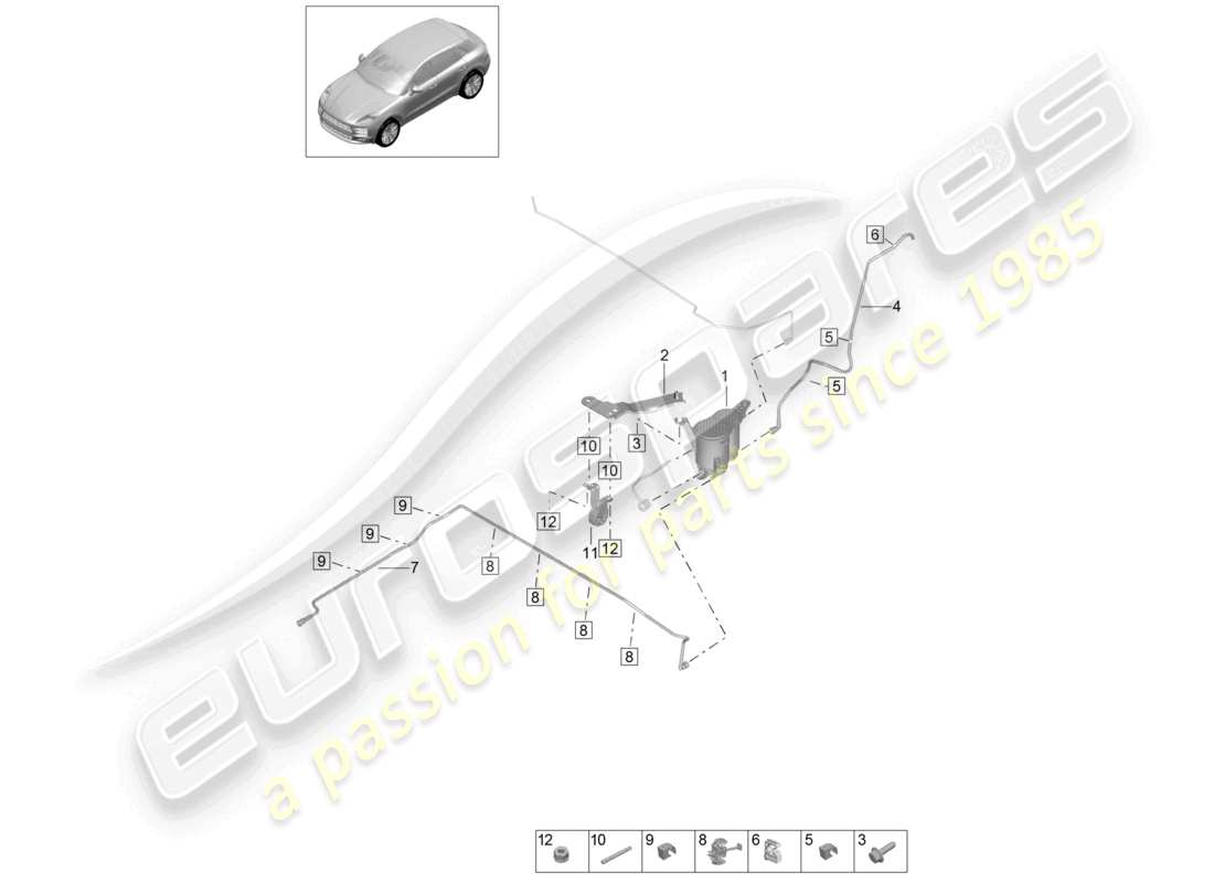 porsche 2021 (macan) récipient de charbon actif schéma des pièces
