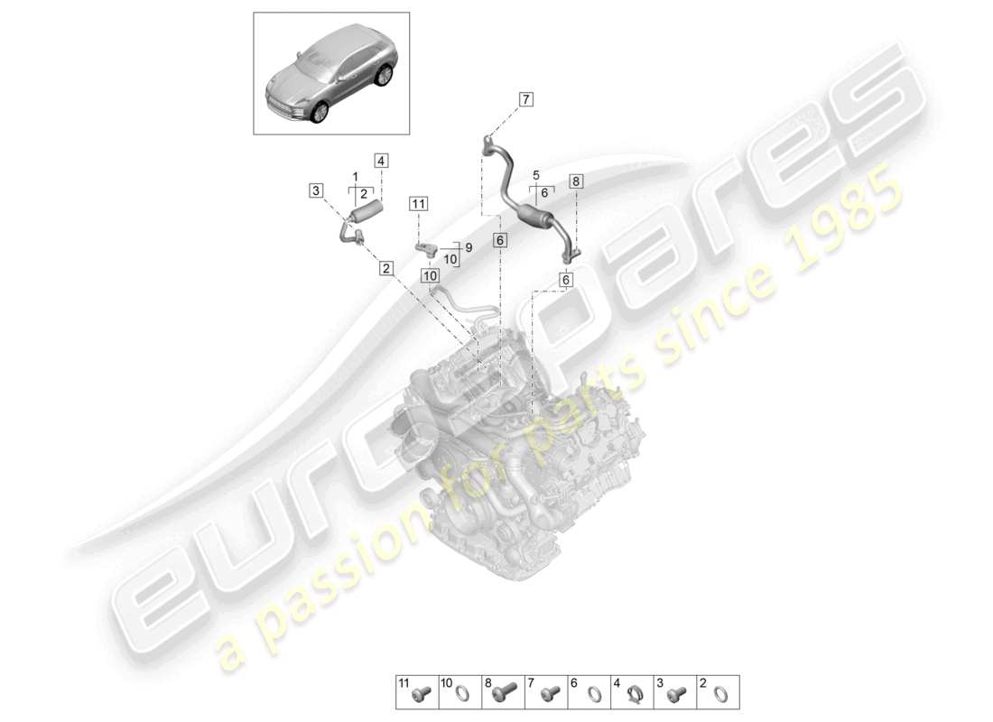 porsche 2021 (macan) système de refroidissement pour turbocompresseur schéma des pièces