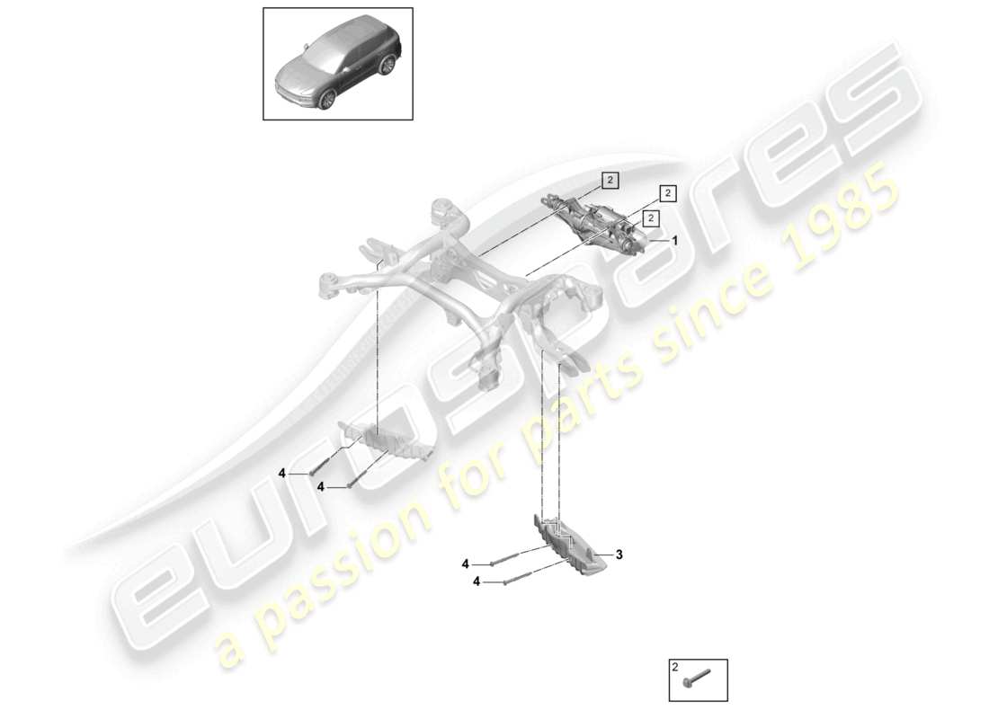 porsche 2024 (cayenne e3 9ya/9yb) schéma des pièces de l'essieu arrière du boîtier de direction