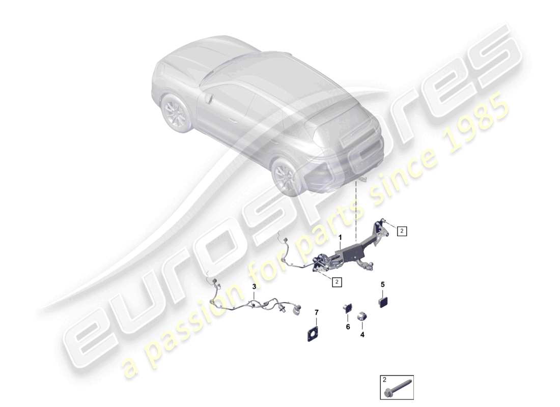 porsche 2025 (cayenne e3 pa) schéma des pièces de l'attelage de remorquage