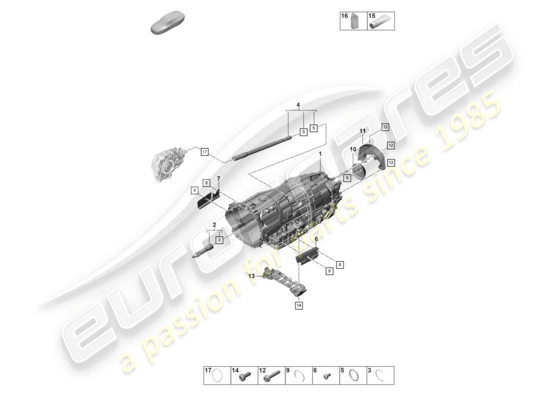 porsche 2022 (panamera 971-2) boîte de vitesses à double embrayage (pdk) - schéma des pièces