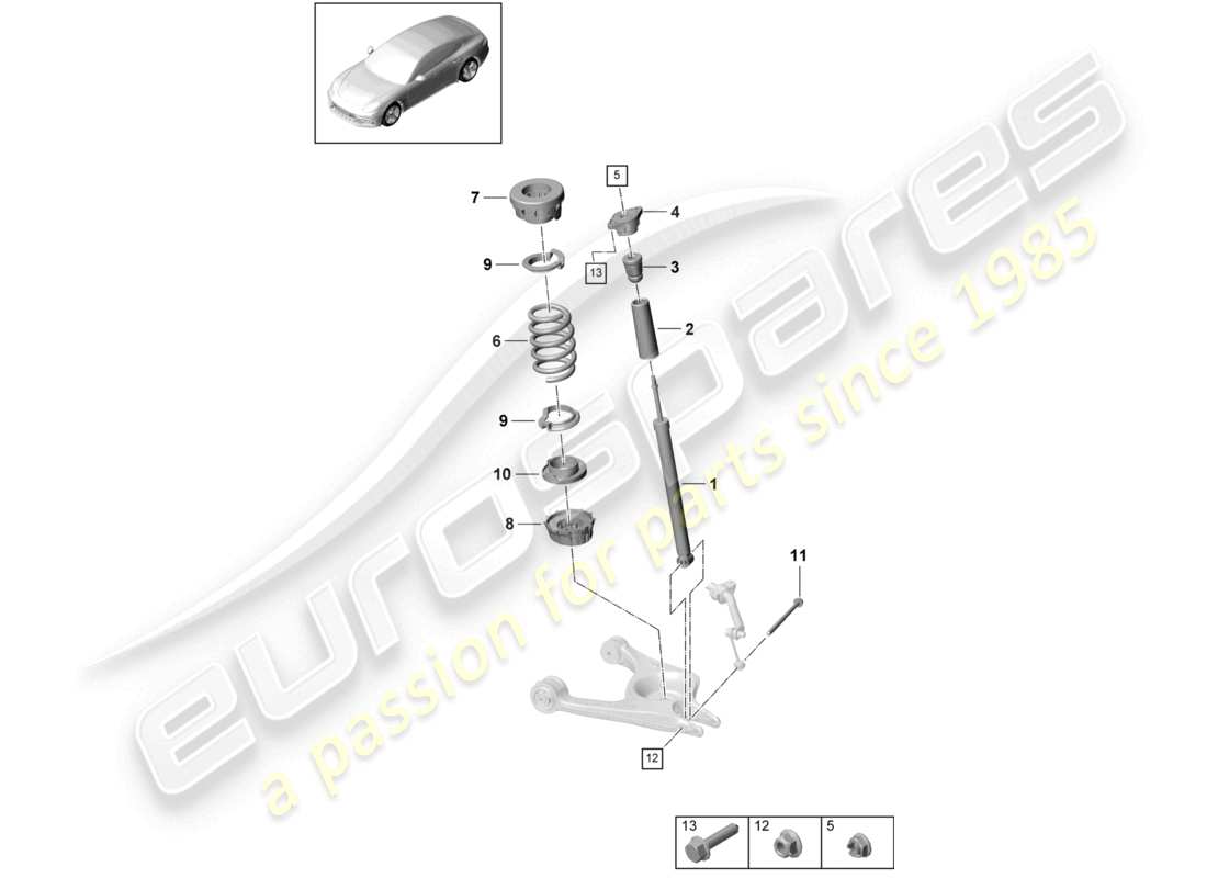 porsche 2021 (panamera 971-1) schéma des pièces de l'amortisseur de suspension