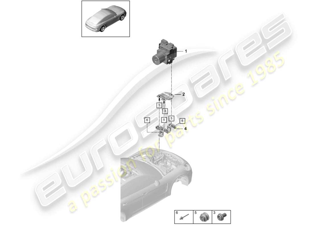 porsche 2021 (panamera 971-1) unité hydraulique système antiblocage de freins -abs- schéma des pièces