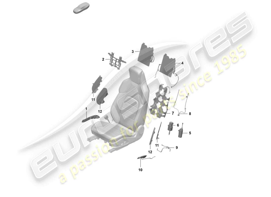porsche 2026 (macan-e) composants pneumatiques pour siège siège confort siège sport schéma des pièces