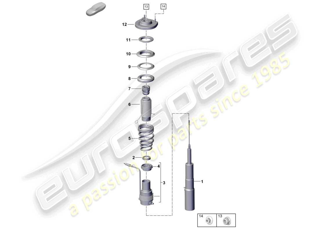 porsche 2024 (992-2) suspension amortisseurs pour véhicules avec suspension adaptative schéma des pièces