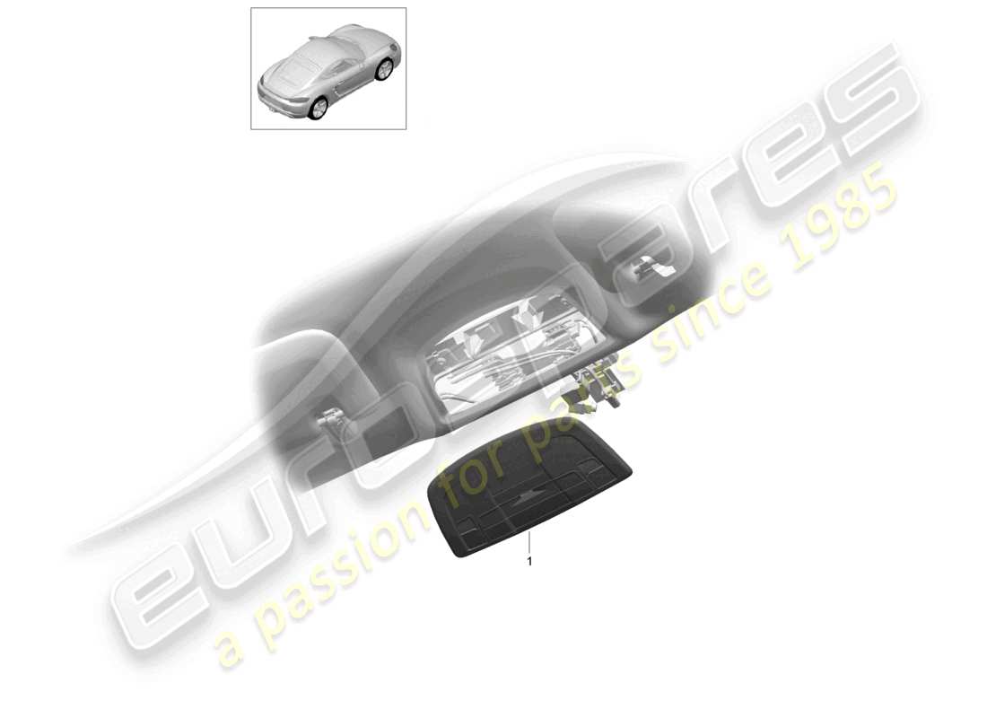 porsche 2021 (718 cayman) schéma des pièces du toit de la console coupé