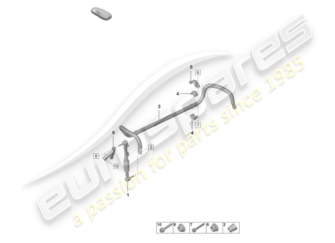 porsche 2022 (992-1 turbo / s) diagramme des pièces de la barre anti-roulis et de la bielle d'accouplement pdcc