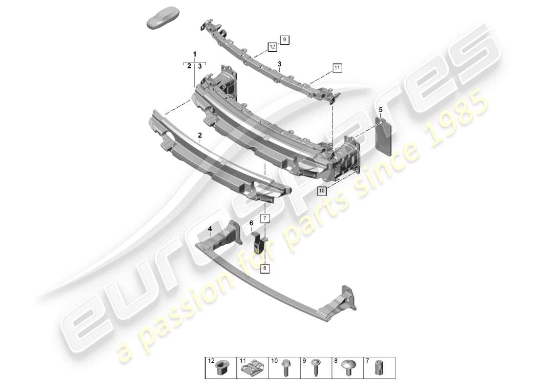 porsche 2024 (992-2) schéma des pièces du support de pare-chocs avant