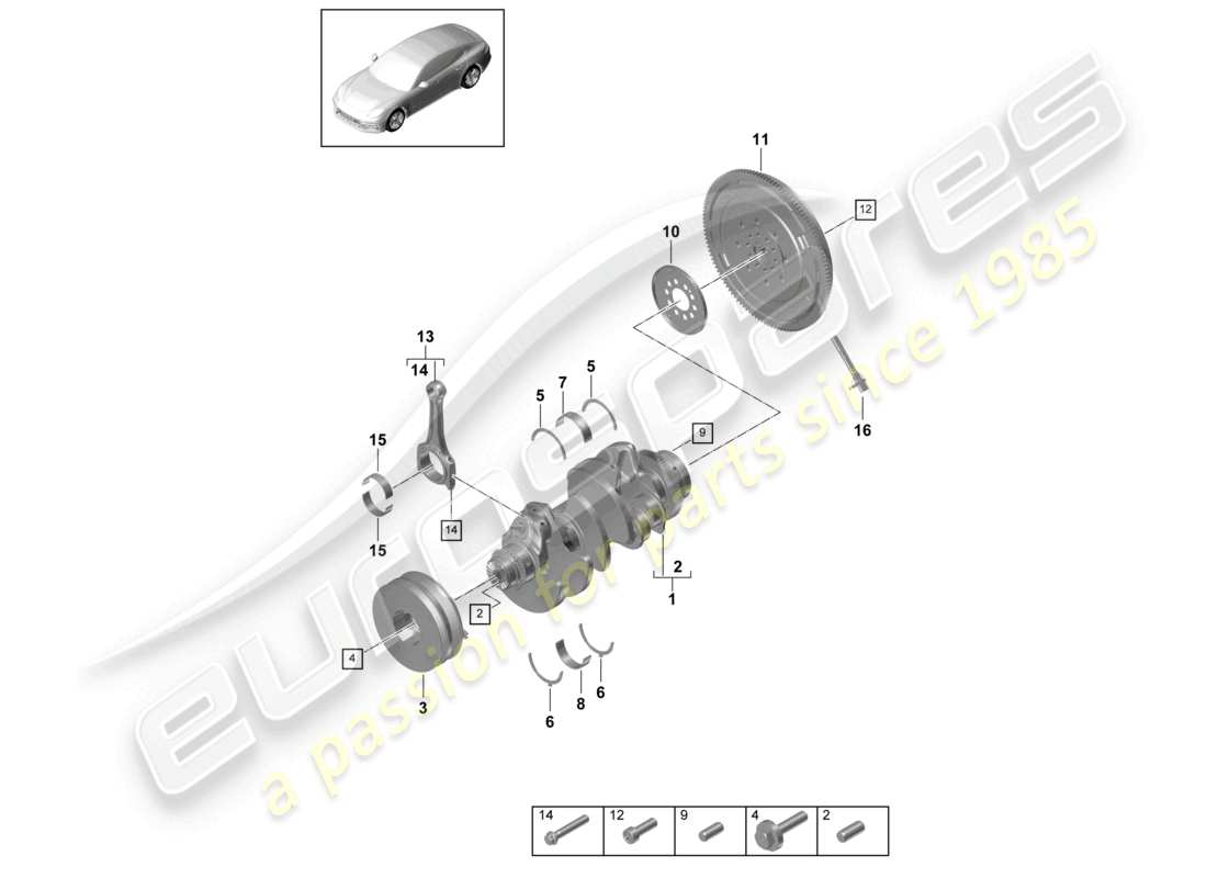 porsche 2021 (panamera 971-1) bielle de vilebrequin volant bimasse schéma des pièces