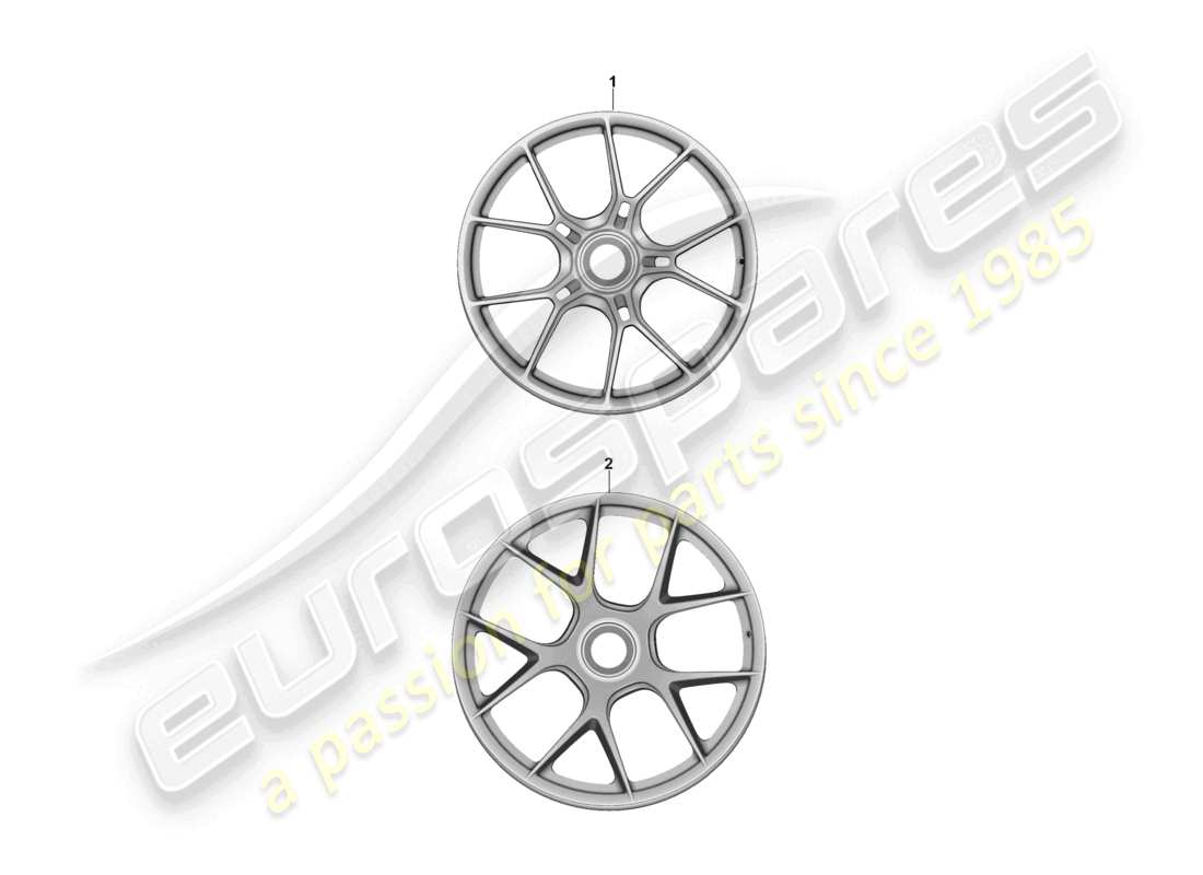 porsche 2026 (992-2 gt3) schéma des pièces d'une jante en alliage avec verrouillage centralisé