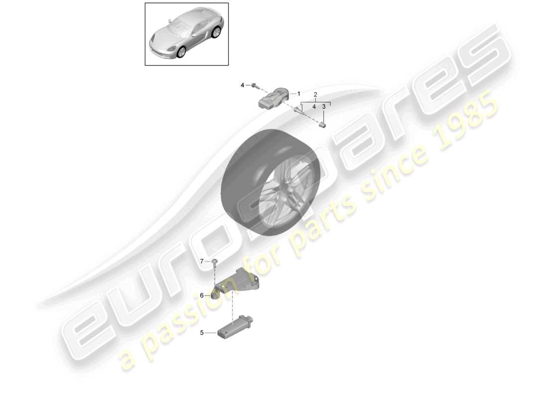 porsche 2024 (718 cayman) système de contrôle de pression des pneus schéma des pièces
