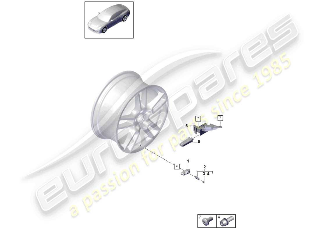 porsche 2021 (panamera 971-1) système de contrôle de pression des pneus schéma des pièces