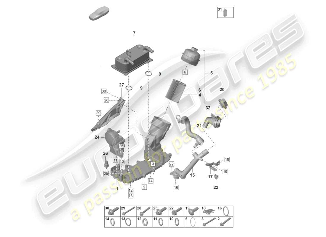 porsche 2023 (992-1) filtre à huile console huile moteur schéma des pièces