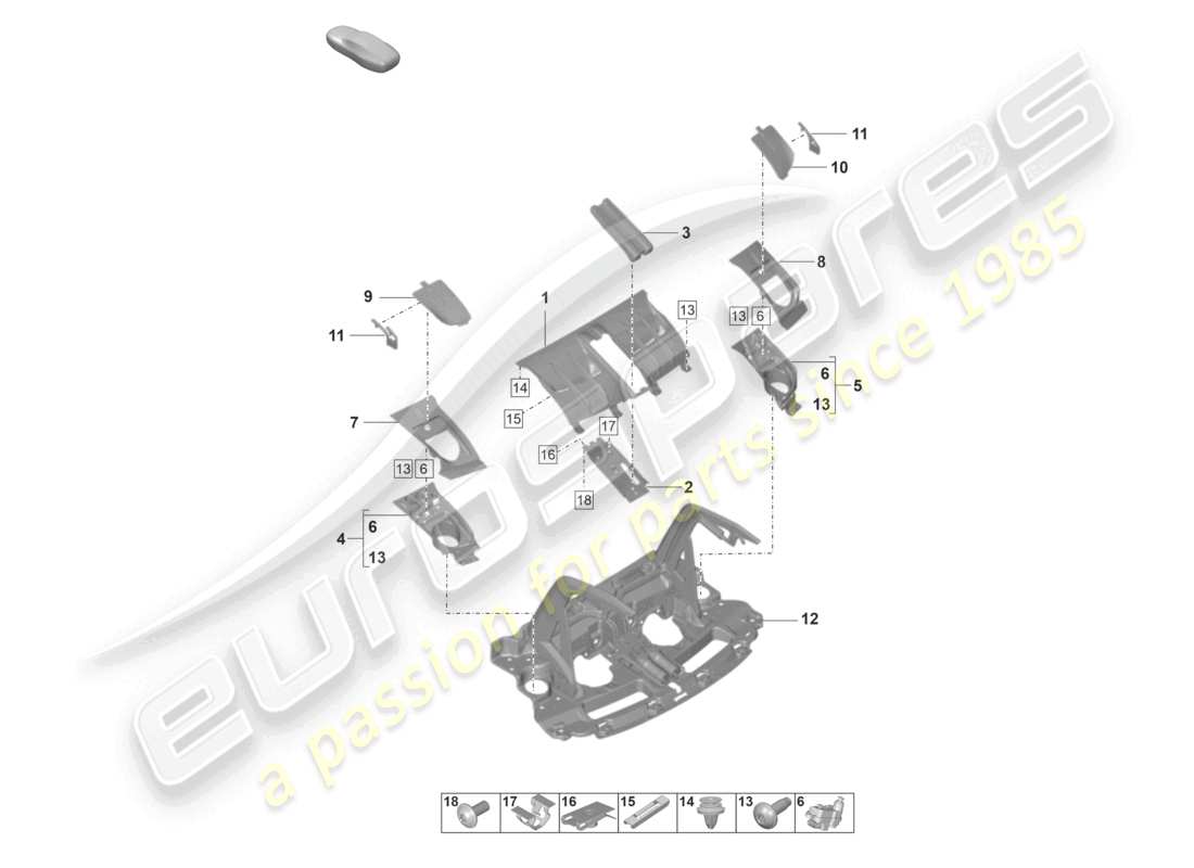 porsche 2023 (992-1 gt3/rs/st) schéma des pièces du hayon/couvercle de coffre