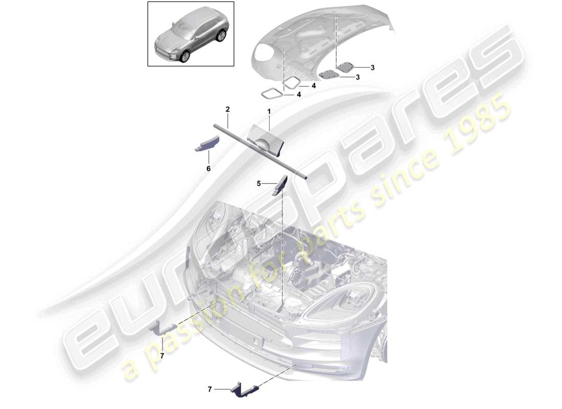 porsche 2021 (macan) refroidisseur d'air de charge schéma des pièces