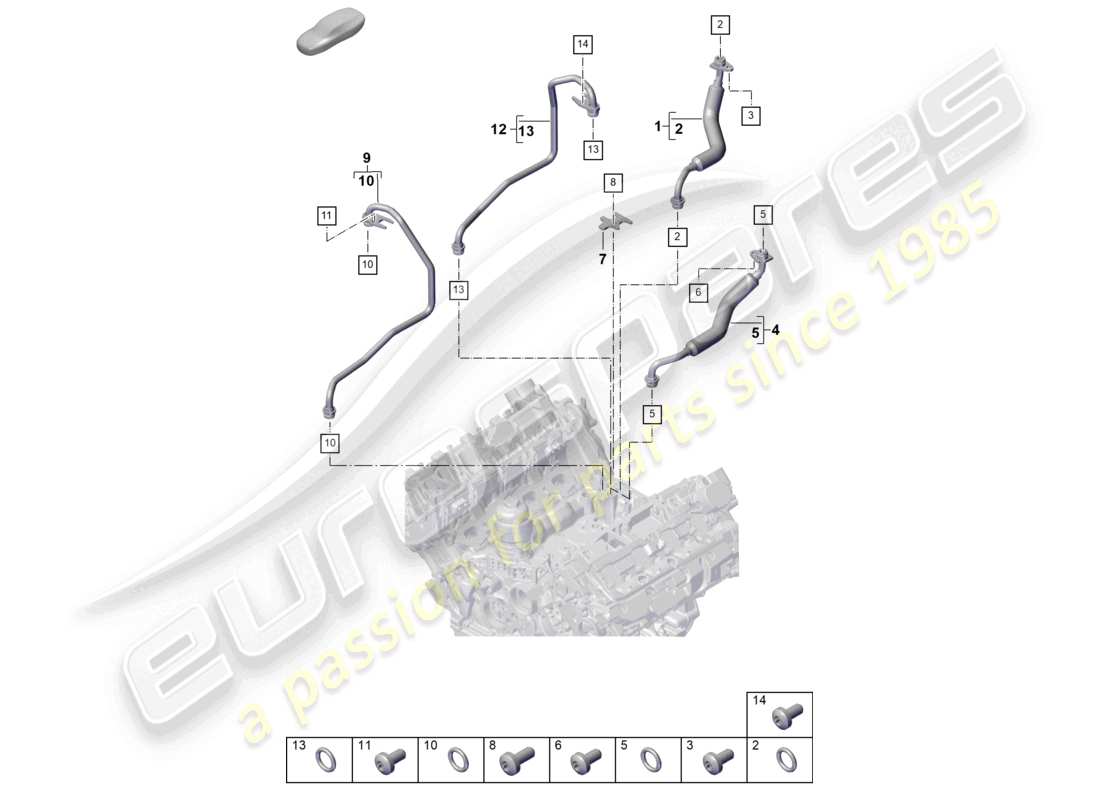porsche 2025 (cayenne e3 pa) schéma des pièces du système de refroidissement du turbocompresseur