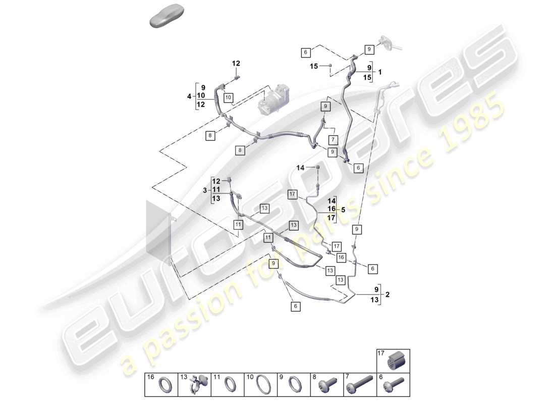 porsche 2026 (cayenne e3 pa) circuit frigorifique pour véhicules à propulsion hybride schéma des pièces