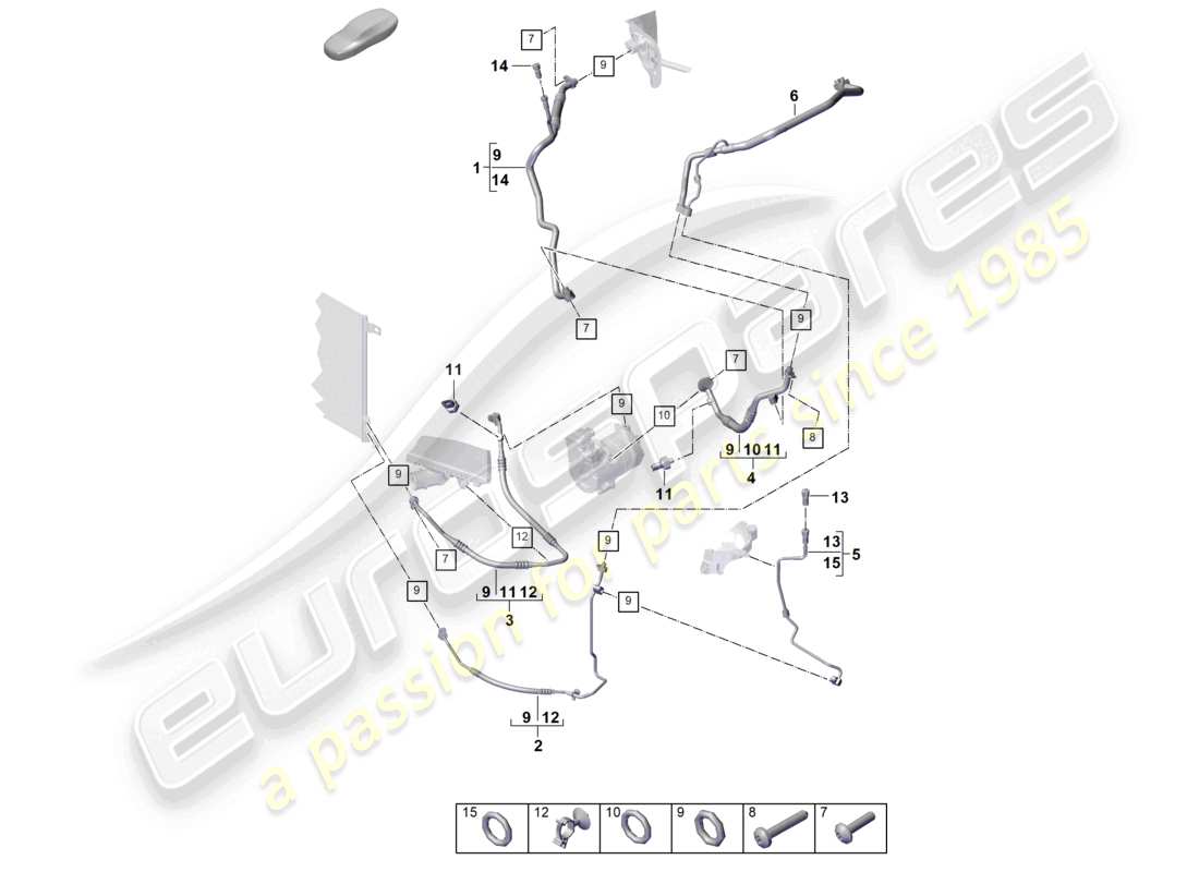 porsche 2026 (cayenne e3 pa) circuit frigorifique pour véhicules à propulsion hybride schéma des pièces
